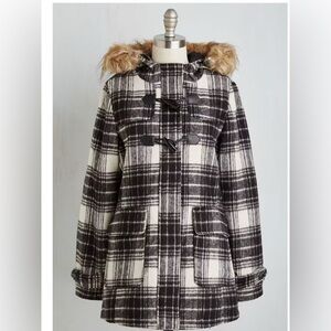 Madden Girl plaid winter coat with hoodie